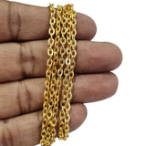 3 PIECES CUTTING PACK OF 70-75 CM LONG' GOLD POLISHED CHAIN' SIZE ABOUT 3 MM APPROX