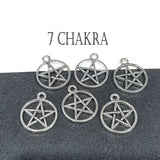 20 Pcs/Pack, 7 Chakra Charms Silver finish for spiritual jewelry making