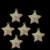 2 Pieces Pack' 24 mm Size' Star Crystal stone inlay gold tone small charms for jewelry making