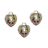 1 Piece Pack' 28 mm' Heart Key hole golden color with zircon stone inlay fine quality of charms for jewellery making