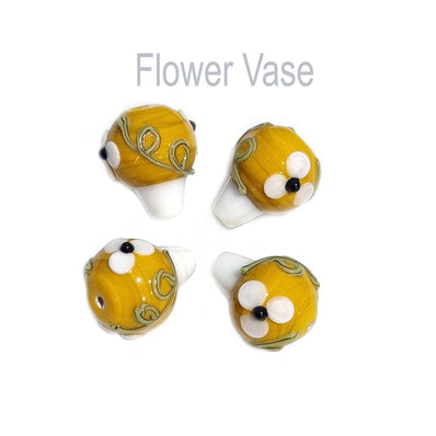 4PCS/PKG LAMPWORK BEADS FLOWER VASE DECORATIONS