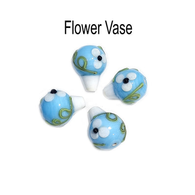 4PCS/PKG LAMPWORK BEADS FLOWER VASE DECORATIONS