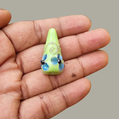 2 Pcs Pkg. Drop Flower Lampwork Beads for jewelry making