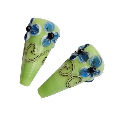 2 Pcs Pkg. Drop Flower Lampwork Beads for jewelry making