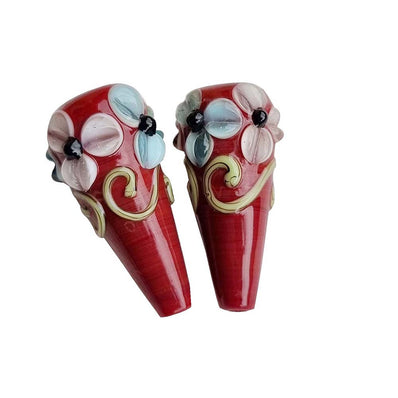 2 Pcs Pkg. Drop Flower Lampwork Beads for jewelry making