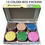 12 Colors Combo Pack Colorful Glass Seed Beads, Size 8/0 (3mm)