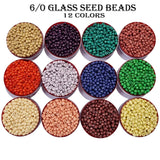 12 Colors Combo Pack Colorful Glass Seed Beads, Size 6/0 (4mm) Jewelry and Crafts Making