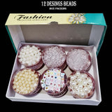 Combo Pack 12 Designs White Tone Beads in Box Packing