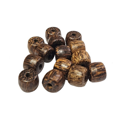 10/Pcs Pkg. Palm Wood Natural Beads handmade Barrel Shape