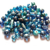Bead mix, glass, Turquoise Blue colors, 4x3mm-42x12mm mixed shape. Sold per 250 Gram pkg, approximately 200~225 beads. Depend on the size