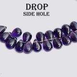 20/Pcs Lot, Purple Drop Glass Beads side hole