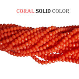 3.5-4 mm Solid Coral moonga color crystal faceted rondelle tyre shape glass beads