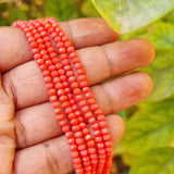 3.5-4 mm Solid Coral moonga color crystal faceted rondelle tyre shape glass beads