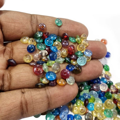 Glass Beads translucent multicolored luster, approx 6mm rondelle Disc. Sold per 50 Grams Pkg. Approx. 340 Beads 50/grams pack
