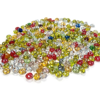 Glass Beads translucent multicolored luster, 5x3mm rondelle Disc. Sold per 50 Grams Pkg. Approx 470 Beads 50/grams pack