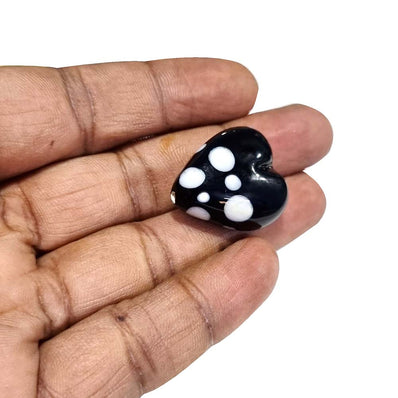 2/PCS LARGE Black HANDMADE POLKA DOT BEADS