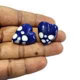 2/Pcs Large Blue Cobalt handmade Polka dot beads