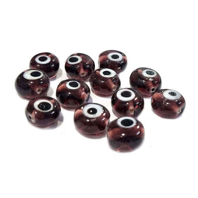 20/pcs pkg. Evil eye glass beads Flat Disc, Purple color