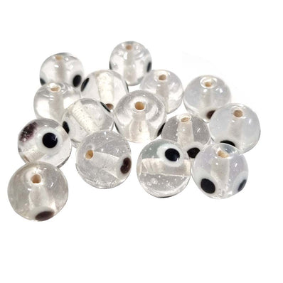20/pcs Pkg. Evil eye Nazar Beads clear white in 10mm size