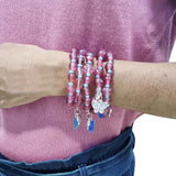 Just Rs. 25/- Per Piece, Sold Per 5 Pcs/set, Beaded Pink and turquoise color