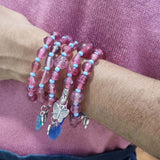 Just Rs. 25/- Per Piece, Sold Per 5 Pcs/set, Beaded Pink and turquoise color