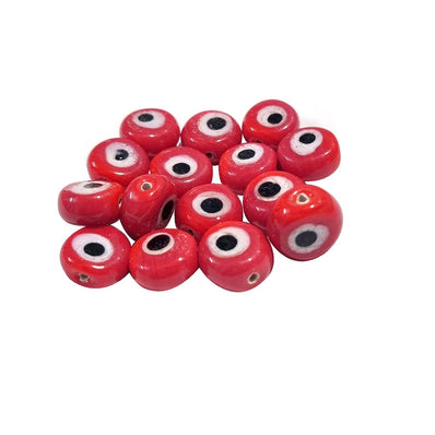 20/PCS PKG. HANDMADE EVIL EYE NAZAR BEADS Red COLOR