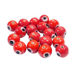 20/PCS PKG. Red Opaque EVIL EYE NAZAR BEADS IN 10MM ROUND