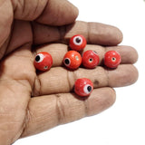 20/PCS PKG. Red Opaque EVIL EYE NAZAR BEADS IN 10MM ROUND