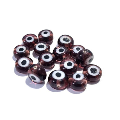 20/pcs pkg. Evil eye glass beads Flat Disc, Purple color