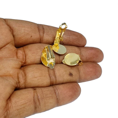 5 Pair Pack Clip-on Earring Findings ,Earring Clips with Loop Earring Setting Components for DIY Non Pierced Earring Making Supplies