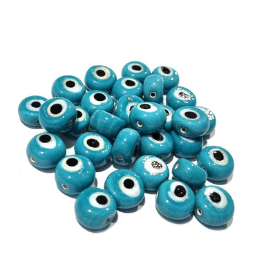 20/PCS PKG. HANDMADE EVIL EYE NAZAR BEADS Teal Turquoise COLOR