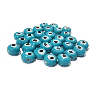 20/PCS PKG. HANDMADE EVIL EYE NAZAR BEADS Teal Turquoise COLOR