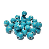 20/PCS PKG. Turquoise Teal OPAQUE EVIL EYE NAZAR BEADS IN 10MM ROUND