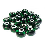 20/PCS PKG. HANDMADE EVIL EYE NAZAR BEADS Green TRANSPARENT COLOR