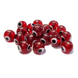 20/PCS PKG. ROUND Red EVIL EYE NAZAR BEADS IN 10MM SIZE