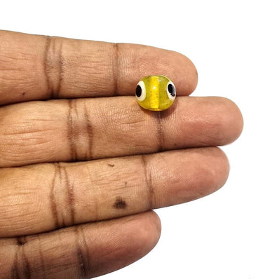 20/PCS PKG. HANDMADE EVIL EYE NAZAR BEADS Yellow TRANSPARENT COLOR