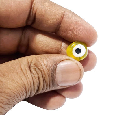 20/PCS PKG. HANDMADE EVIL EYE NAZAR BEADS Yellow TRANSPARENT COLOR
