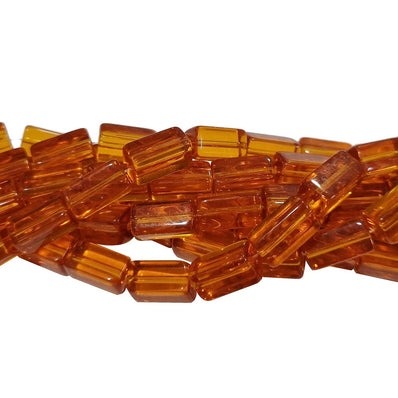 Rectangle Crystal Glass Beads Orange Color Sold Per Line about 27 beads