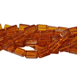 Rectangle Crystal Glass Beads Orange Color Sold Per Line about 27 beads