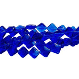 10mm Diamond shape Crystal Glass Beads Blue Opaque Sold Per Line