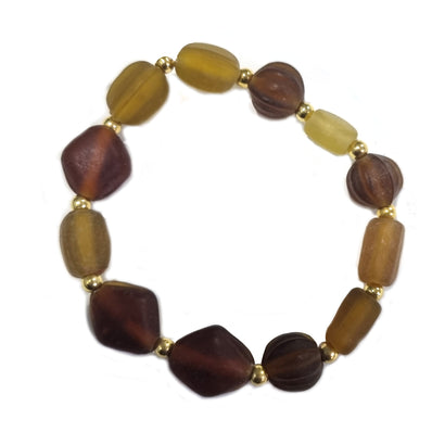 3/Pcs Set Matt Finish Brown stretchable western style bracelets