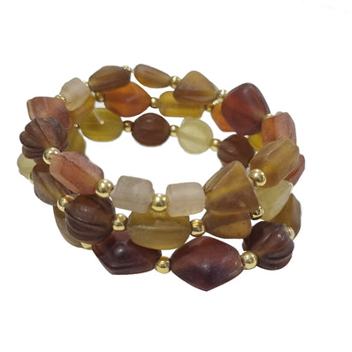 3/Pcs Set Matt Finish Brown stretchable western style bracelets