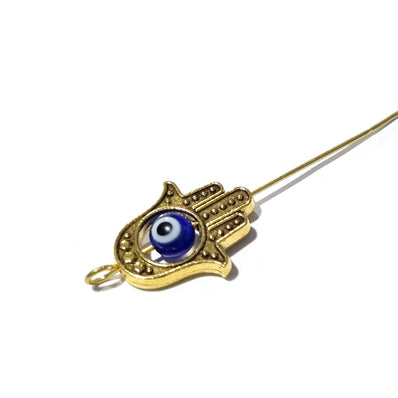 Gold Plated Antiqued 8/Pcs pkg. big size hamsa fatima hand beads, evil eye protector