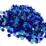 200 PCS BEADS LOOSE Shade of Blue Mix  4MM CRYSTAL BI-CONE FACETED GLASS beads for jewelry making