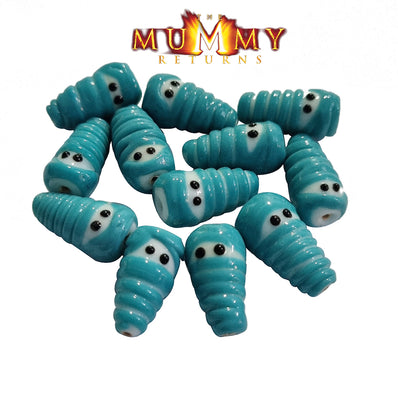 12/Pcs pkg. handmade Lampwork Glass beads artistic Mummy Teal Turquoise Color