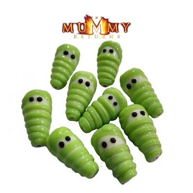 12/Pcs pkg. handmade Lampwork Glass beads artistic Mummy Green Color
