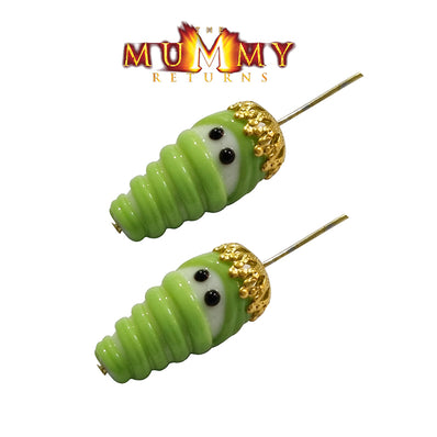 12/Pcs pkg. handmade Lampwork Glass beads artistic Mummy Green Color