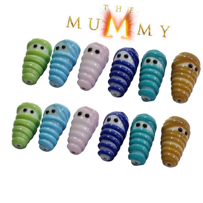12/Pcs pkg. 6 Colors Combo pack handmade Lampwork Glass beads artistic Mummy