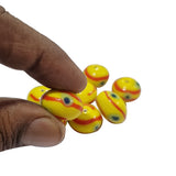 10/Pcs pkg. Yellow Disc beads handmade Lampwork, size about 12x17mm