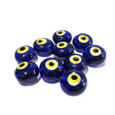 10/PCS LOT Disc Shape Glass, EVIL EYE BEADS BLUE HANDMADE TURKISH BEADS